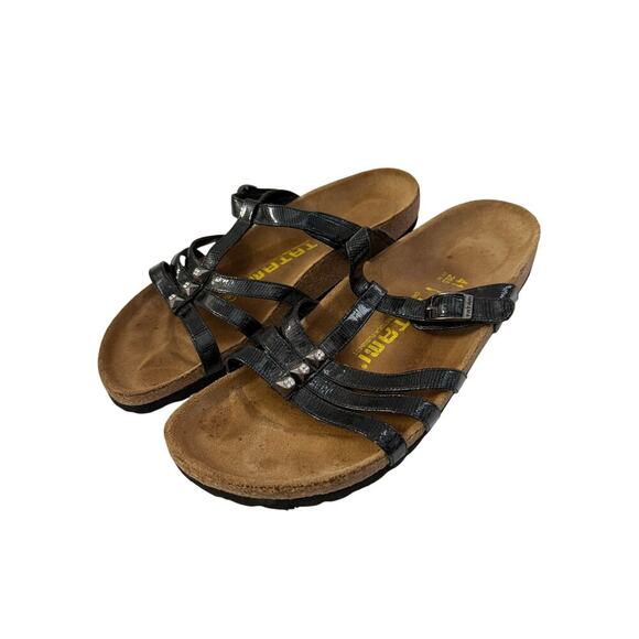 Birkenstock Tatami Black Suede Strappy Slip On Sandals Sz 41/10 GS - Picture 1 of 5